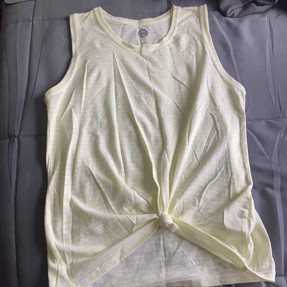 yellow & white striped tank top